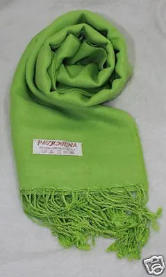 Fair Trade 70% Pashmina(Cashmere) 30% SILK Shawl Green