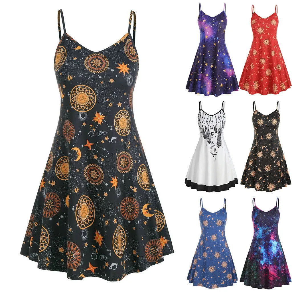 Fashion Galaxy Print Ladies Slip Dress