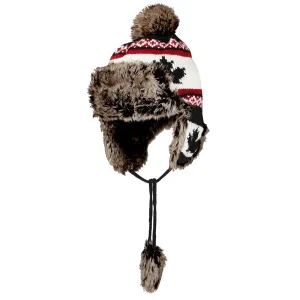 Fleece Maple Fair Isle Knit Beanie Hat Earflaps Cap FZ70021