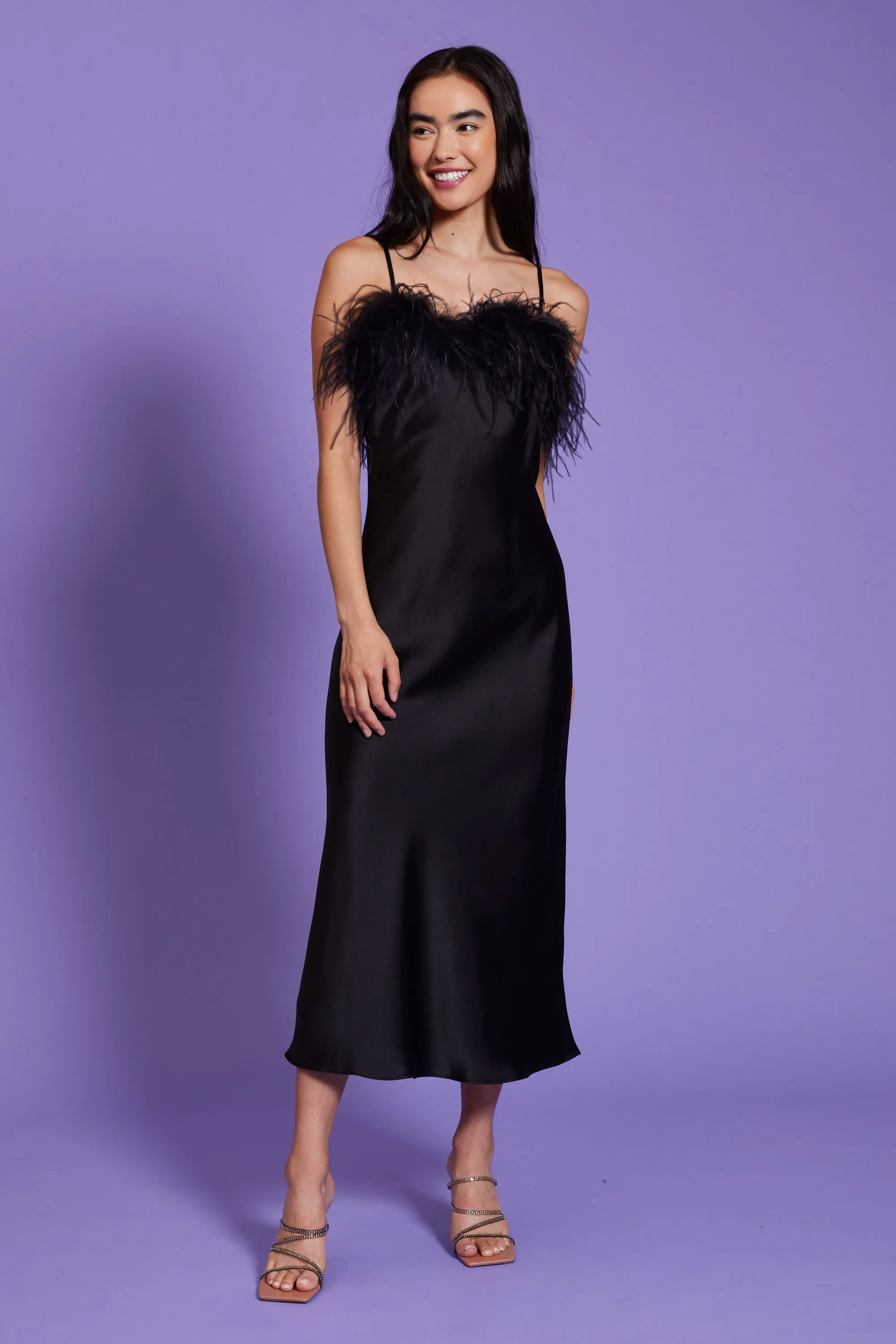 Flora Feather Slip Dress