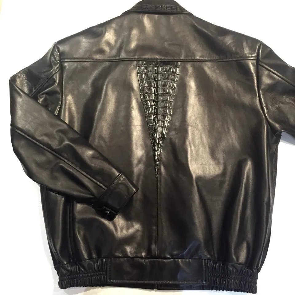 G-Gator Black Alligator Bomber Jacket