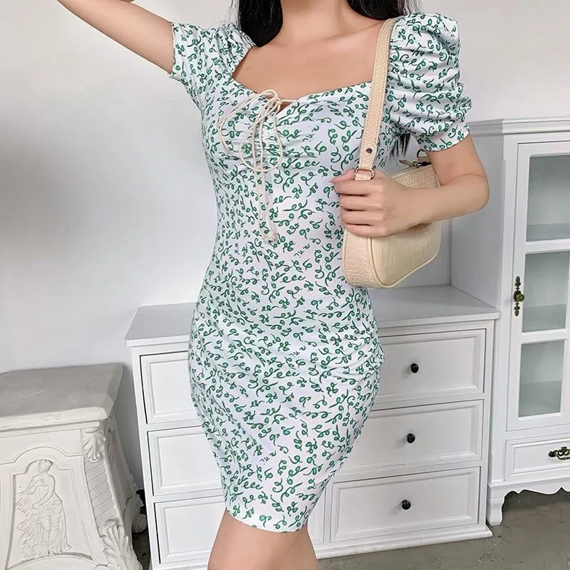 Green Floral Mini Dress