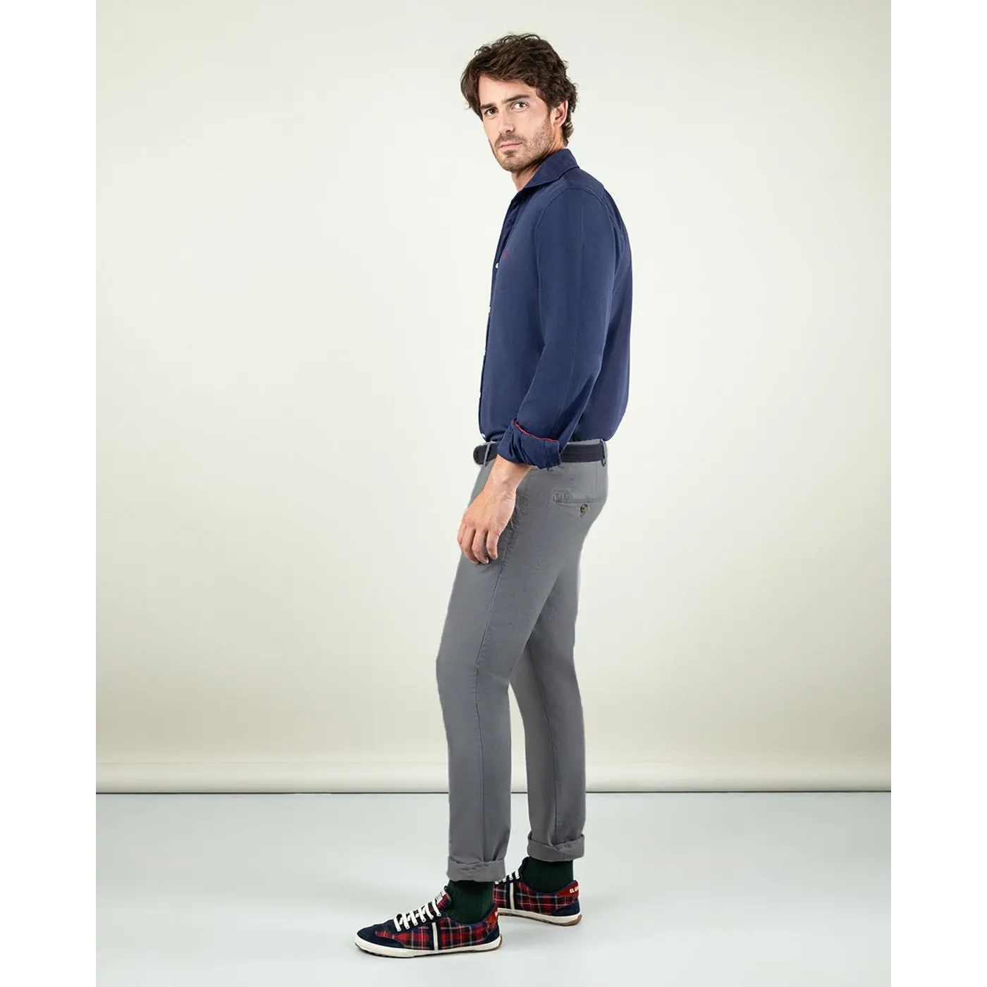 Grey Basic Cotton Chinos