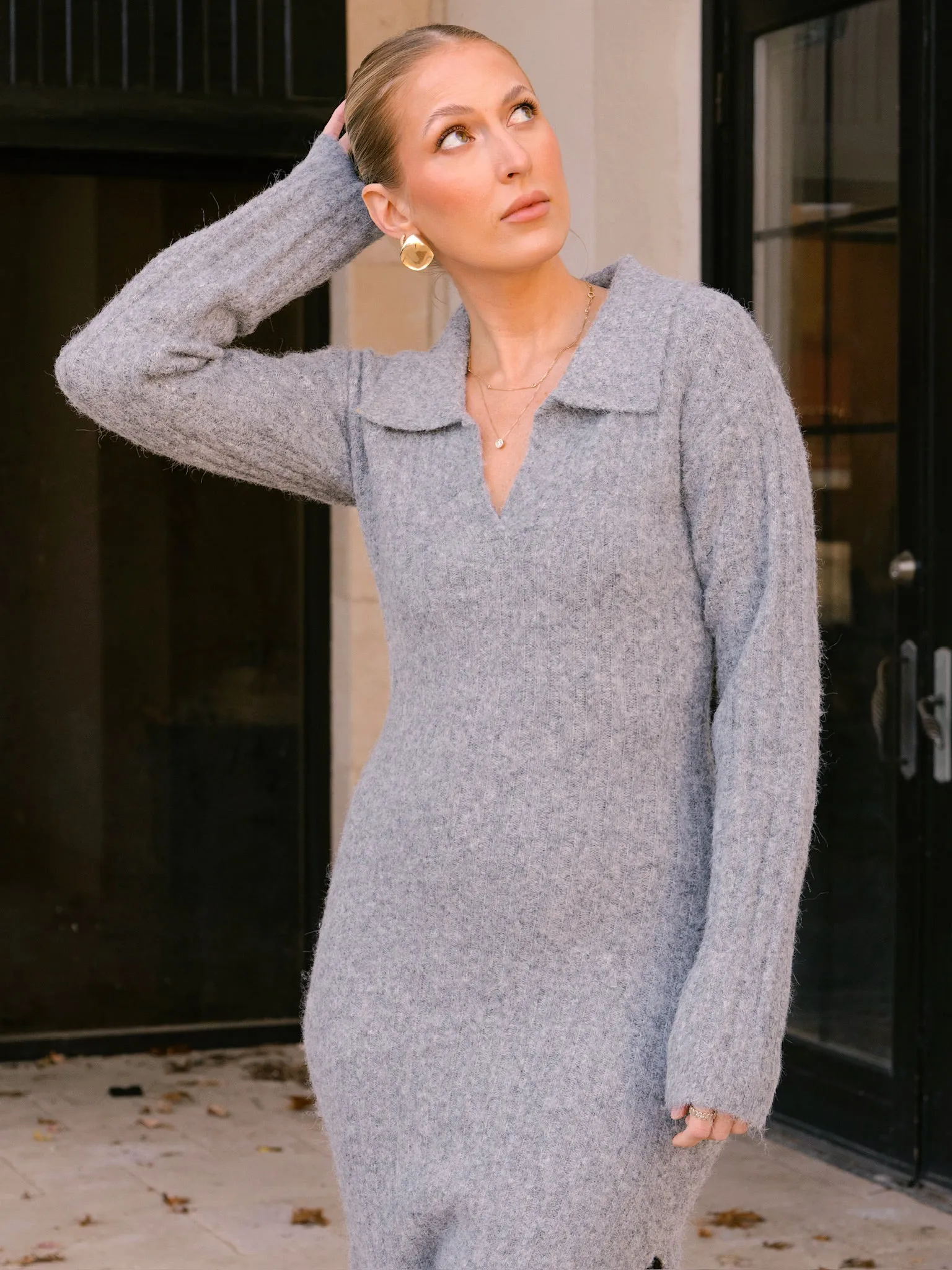 Grey Days Midi Sweater Dress