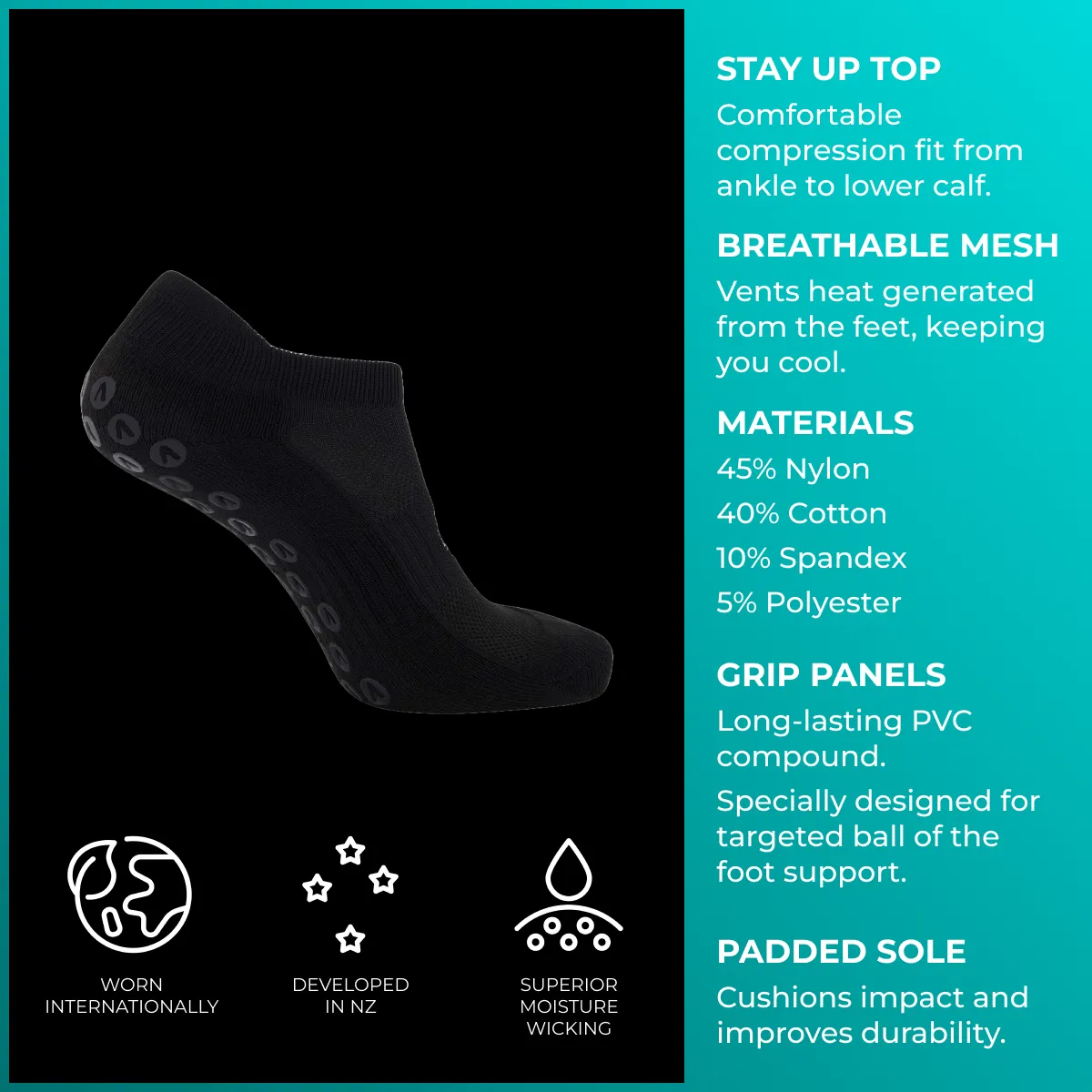 Grip Socks - Black Ankle