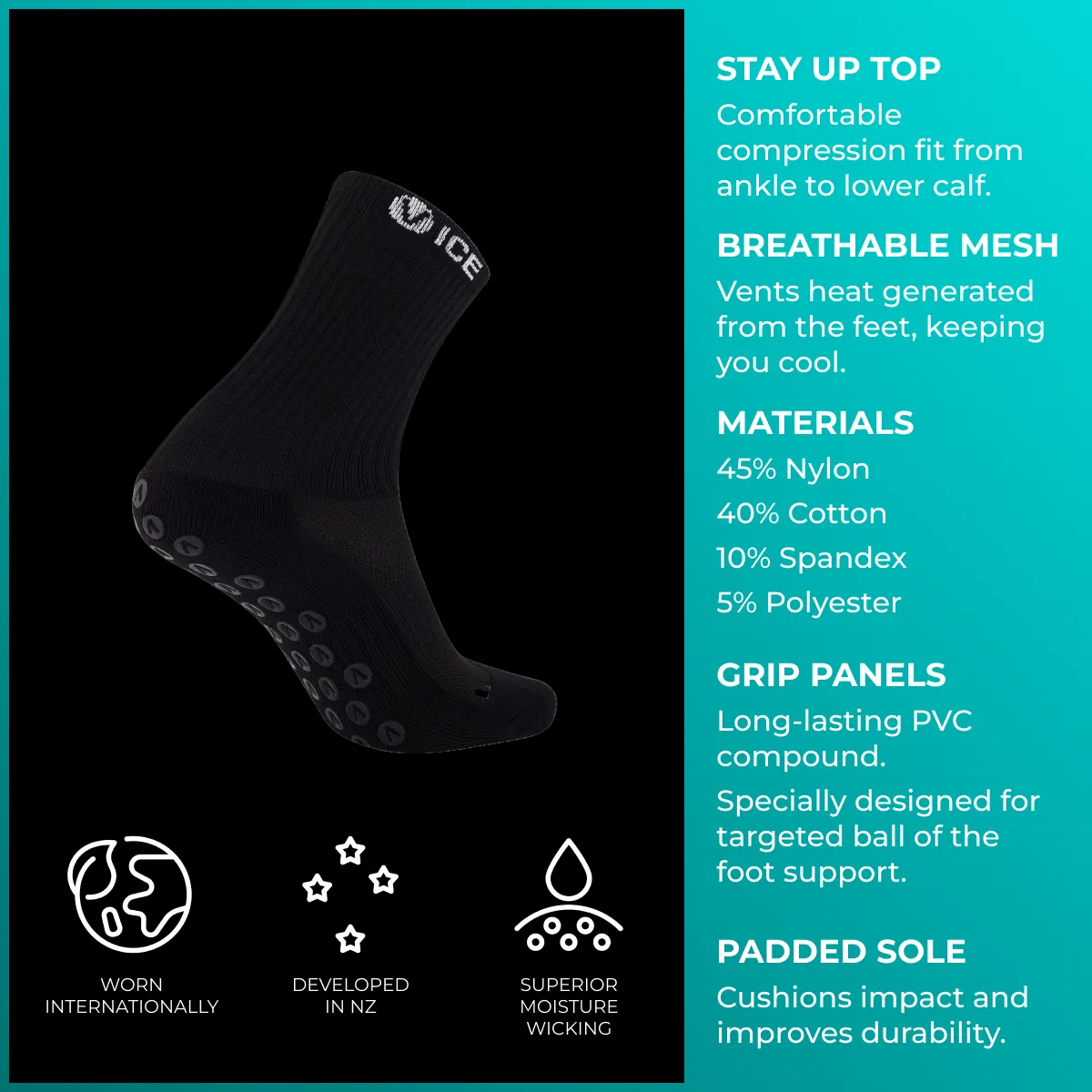 Grip Socks - Black Crew