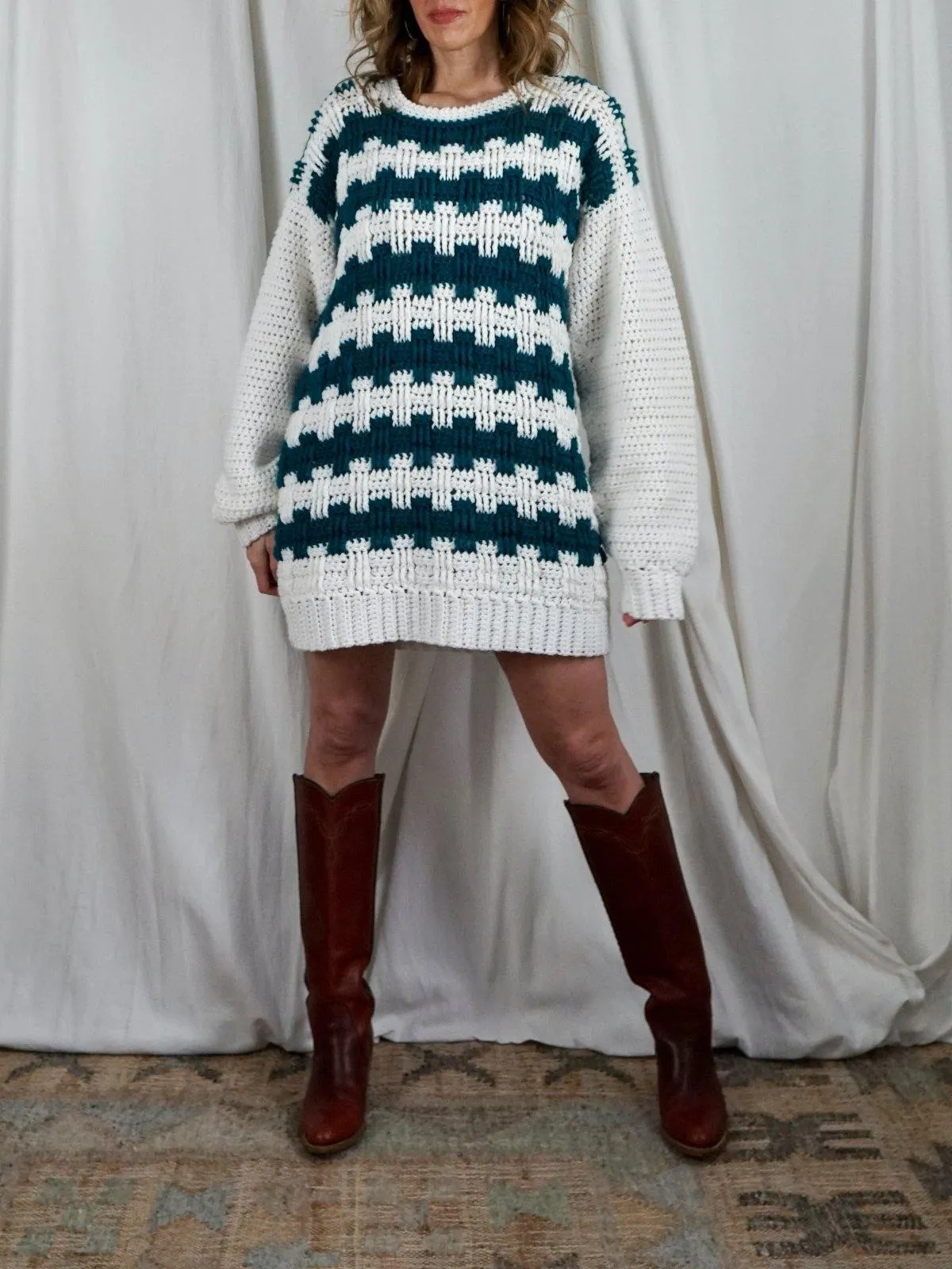 Handknit Chunky Crosshatch Sweater