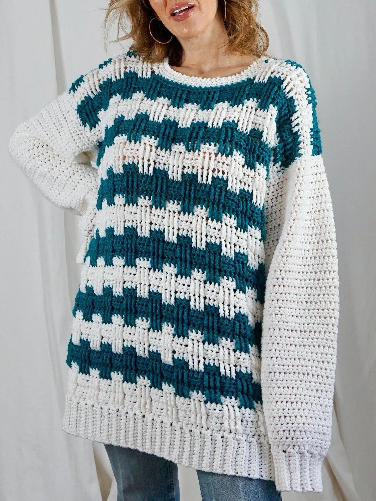 Handknit Chunky Crosshatch Sweater