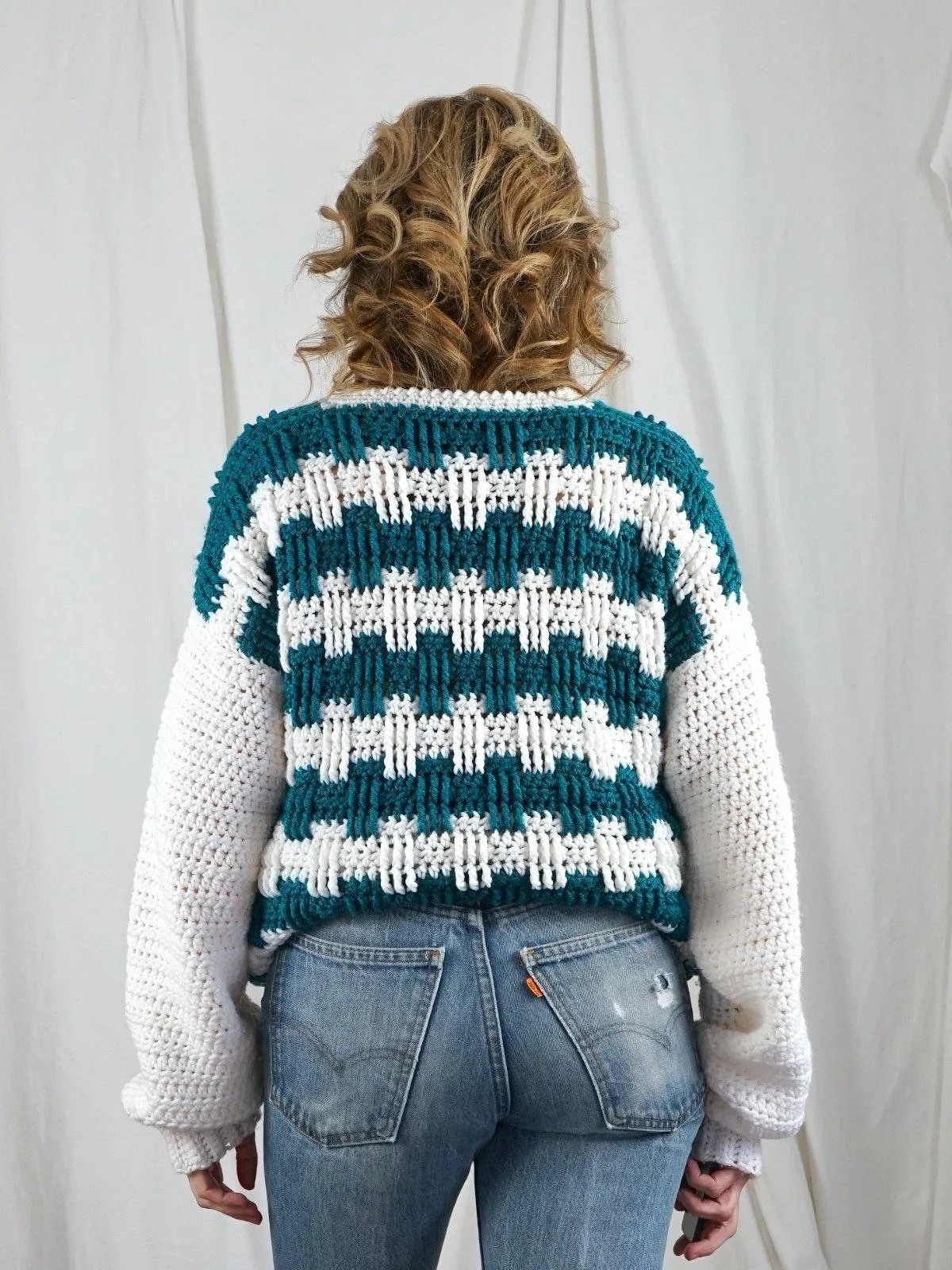 Handknit Chunky Crosshatch Sweater