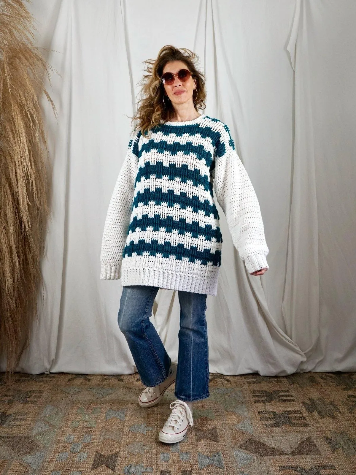 Handknit Chunky Crosshatch Sweater