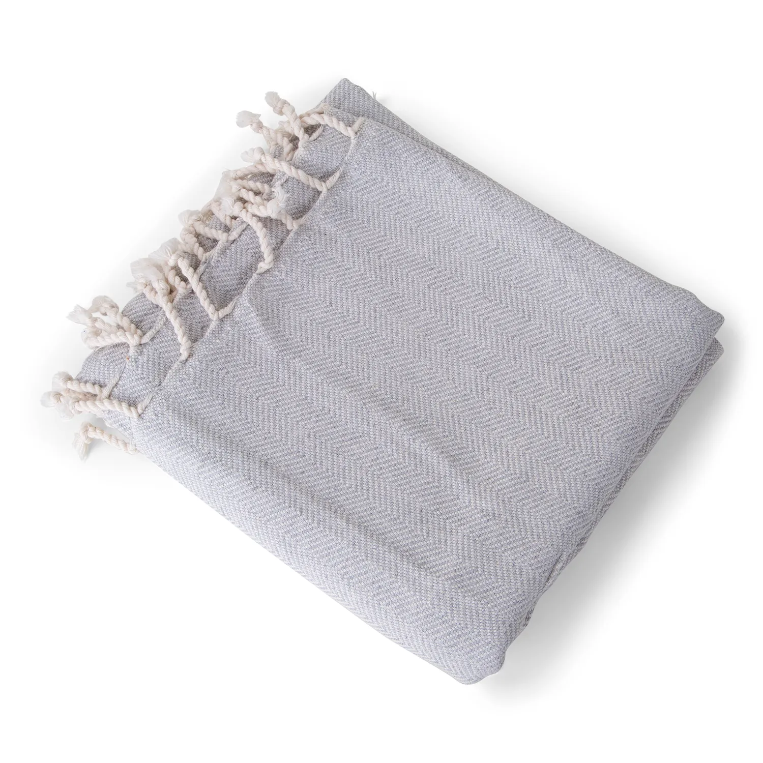 Handwoven Bag Blanket - Light Gray Herringbone