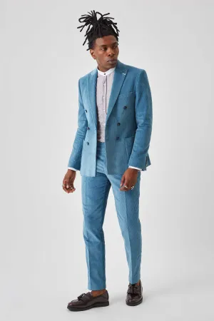 Harlesden Slim Fit Blue Corduroy Double Breasted Suit - ARCHIVE