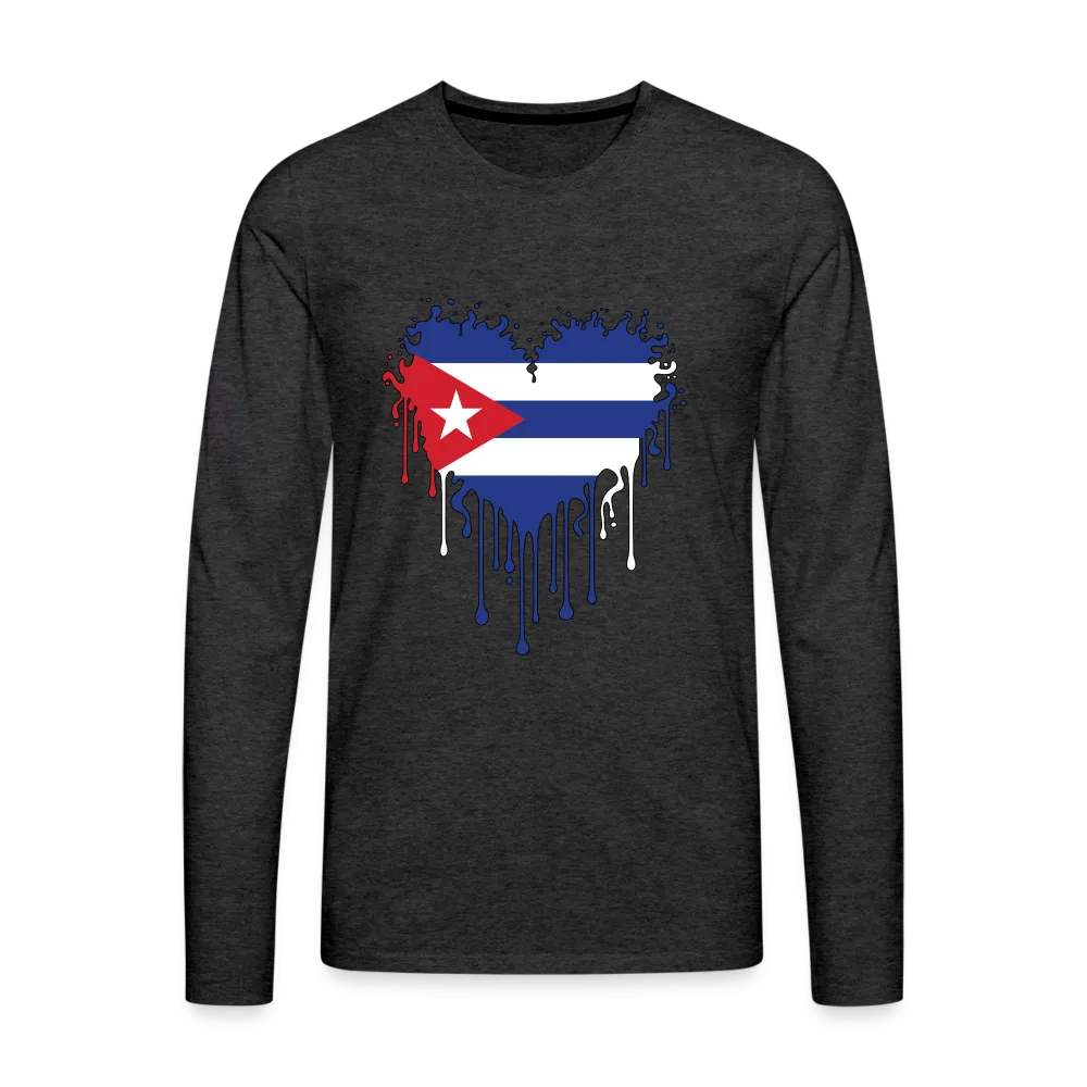 Heart of Cuba Flag Men's Premium Long Sleeve T-Shirt