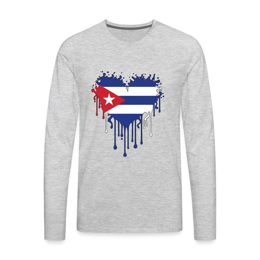 Heart of Cuba Flag Men's Premium Long Sleeve T-Shirt