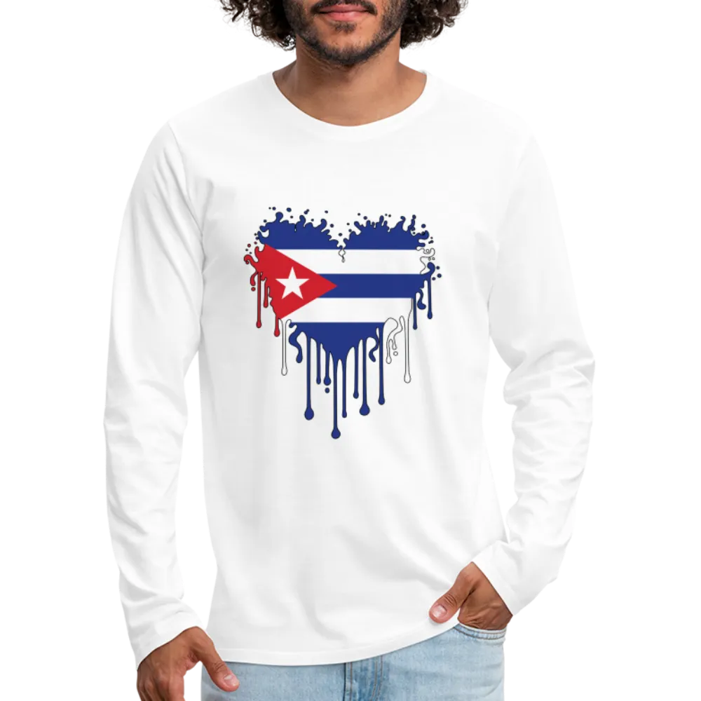 Heart of Cuba Flag Men's Premium Long Sleeve T-Shirt