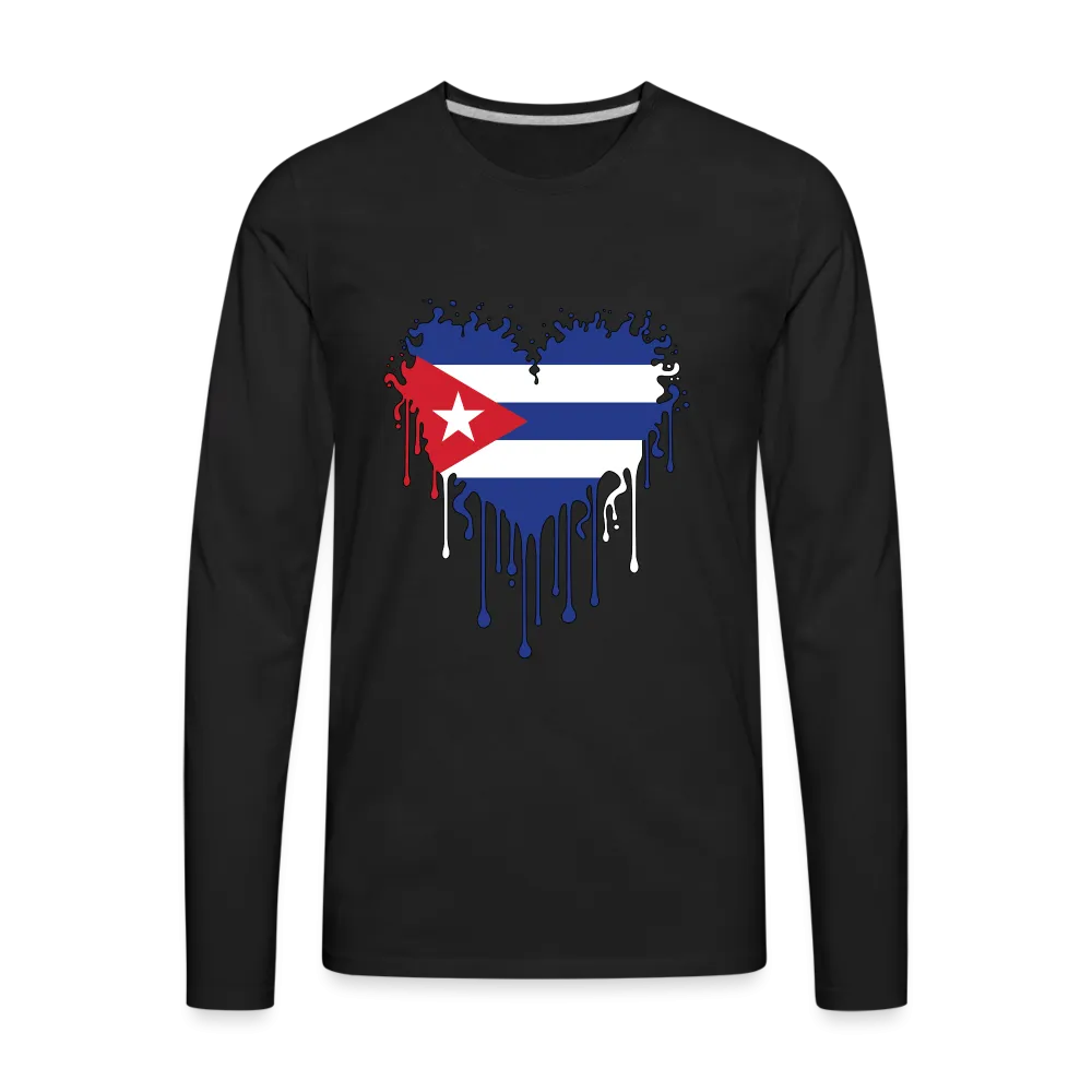 Heart of Cuba Flag Men's Premium Long Sleeve T-Shirt