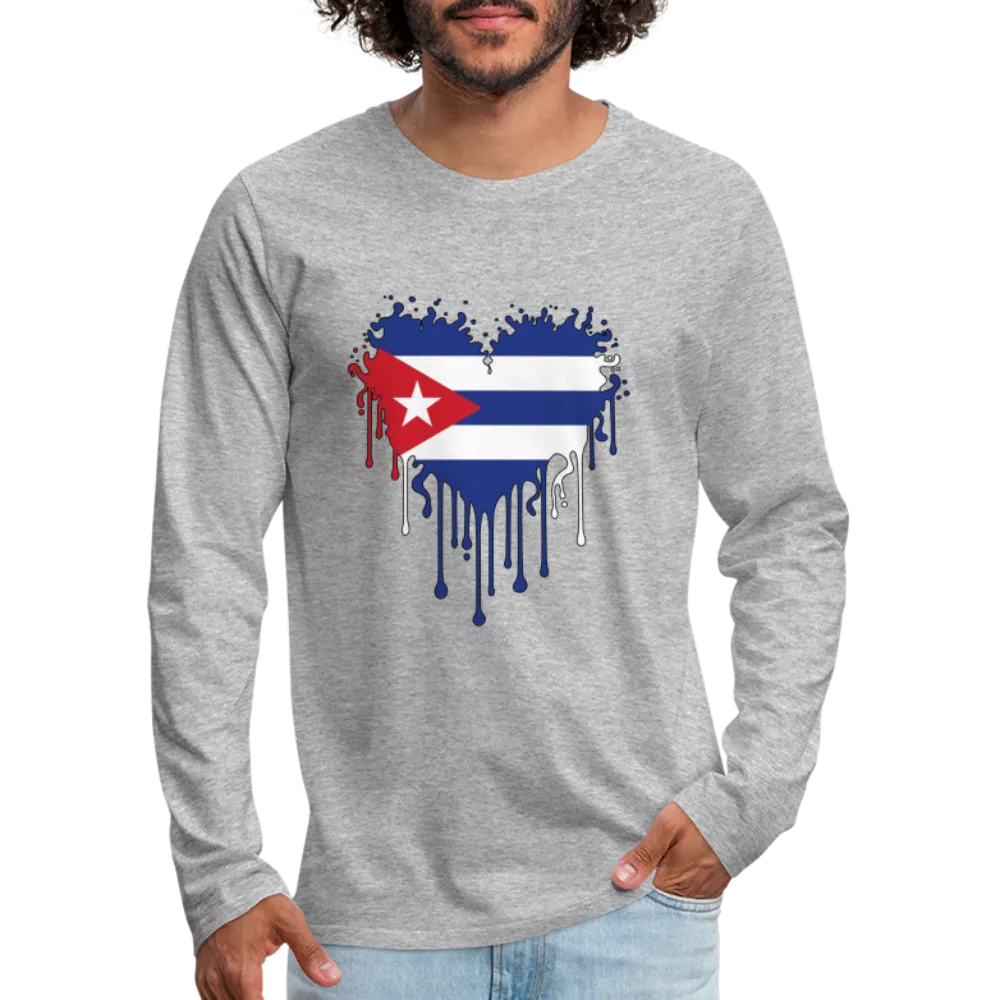 Heart of Cuba Flag Men's Premium Long Sleeve T-Shirt