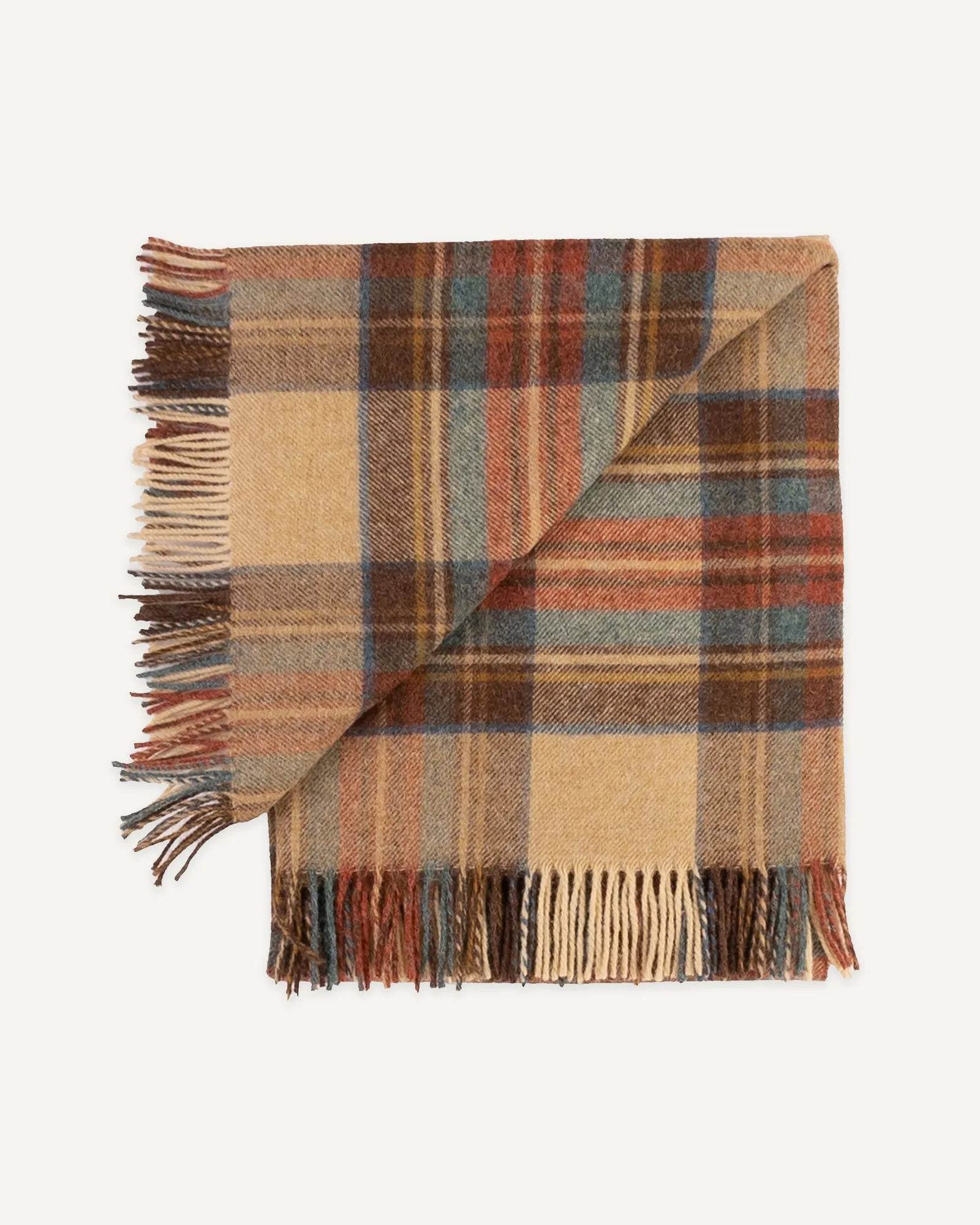 Highland Tweed Lambs Wool Plaid Throw