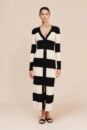 Hot Girl Bold Striped Cardigan Sweater Maxi Dress