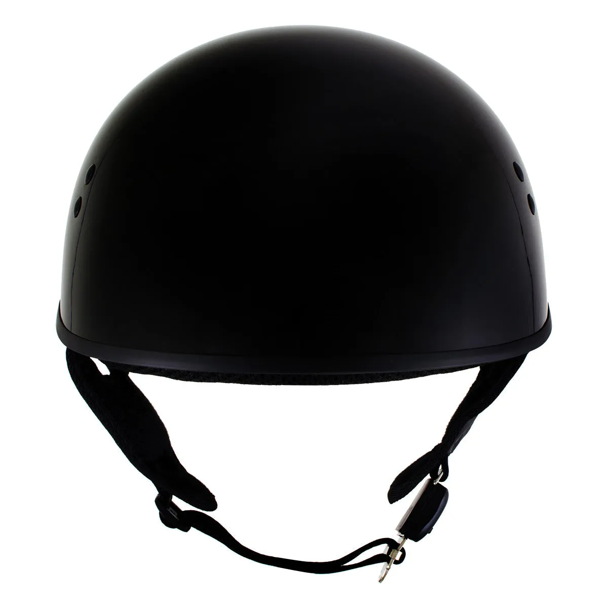 Hot Leathers HLT68 Gloss Black 'The O.G.' Advanced DOT Skull Cap Motorcycle Half Helmet for Men and Women Biker