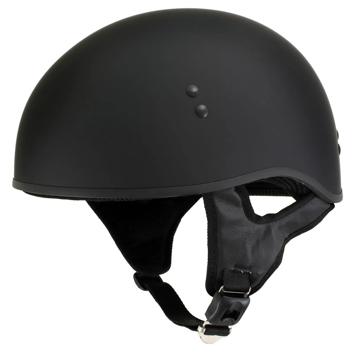 Hot Leathers HLT68-SP Flat Black 'The O.G.' No Logo Motorcycle DOT Skull Cap Half Helmet for Men and Women Biker