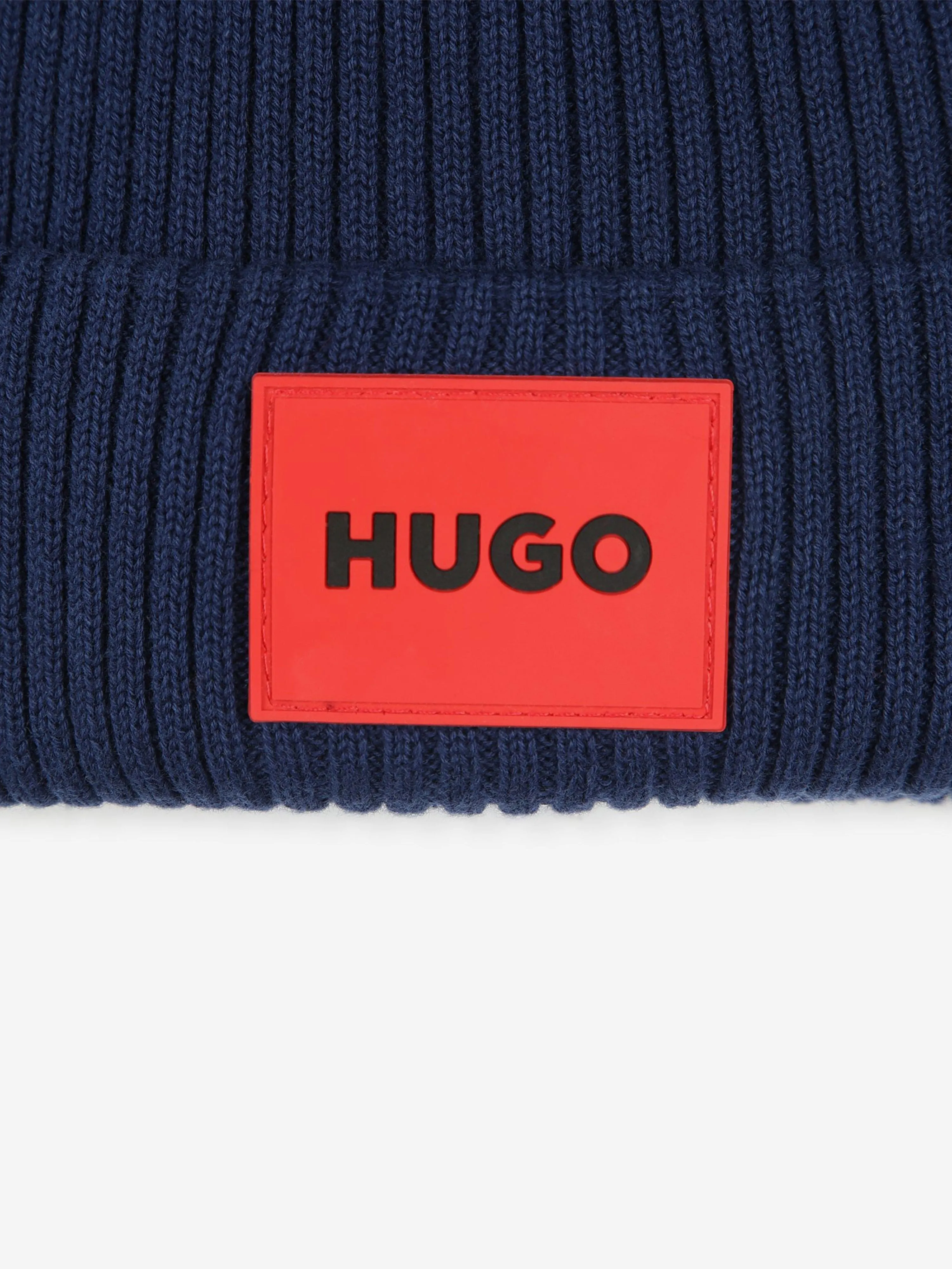 Hugo Kids Knitted Beanie Hat in Blue