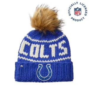 INDIANAPOLIS COLTS LELE SADOUGHI X NFL ROYAL BLUE BEANIE FAUX FUR POM