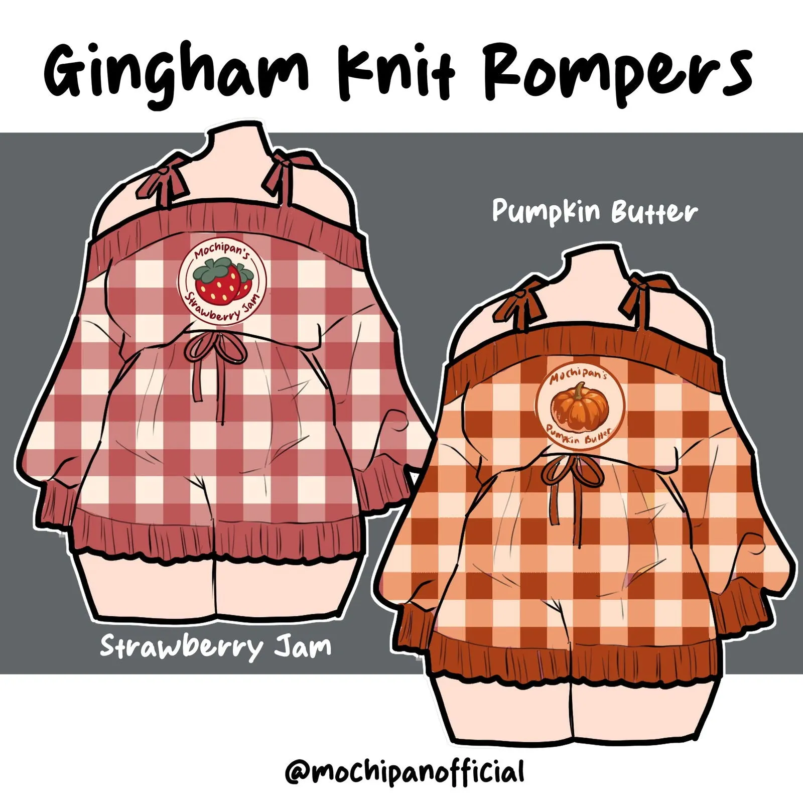 (Interest Check) Gingham Knit Rompers