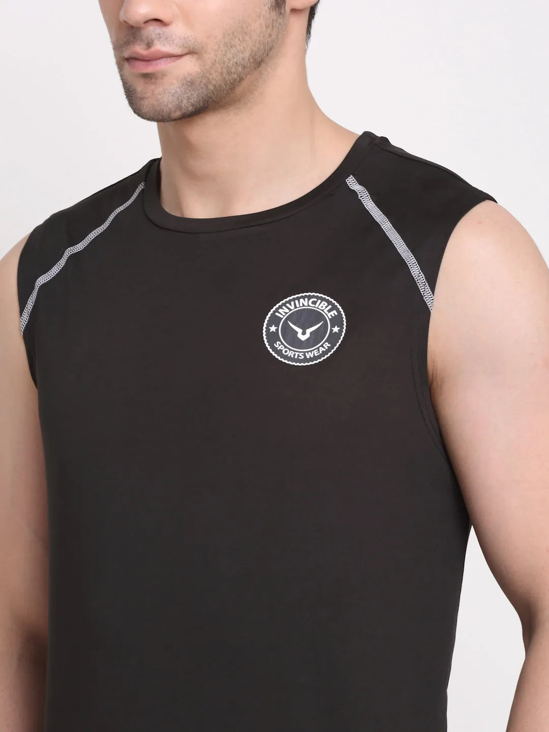 Invincible Men's Sleeveless Tee With Detail