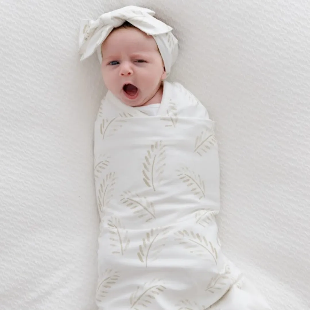 Jersey Swaddle & Beanie - Gold Fern