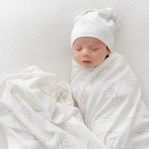 Jersey Swaddle & Beanie - Gold Fern