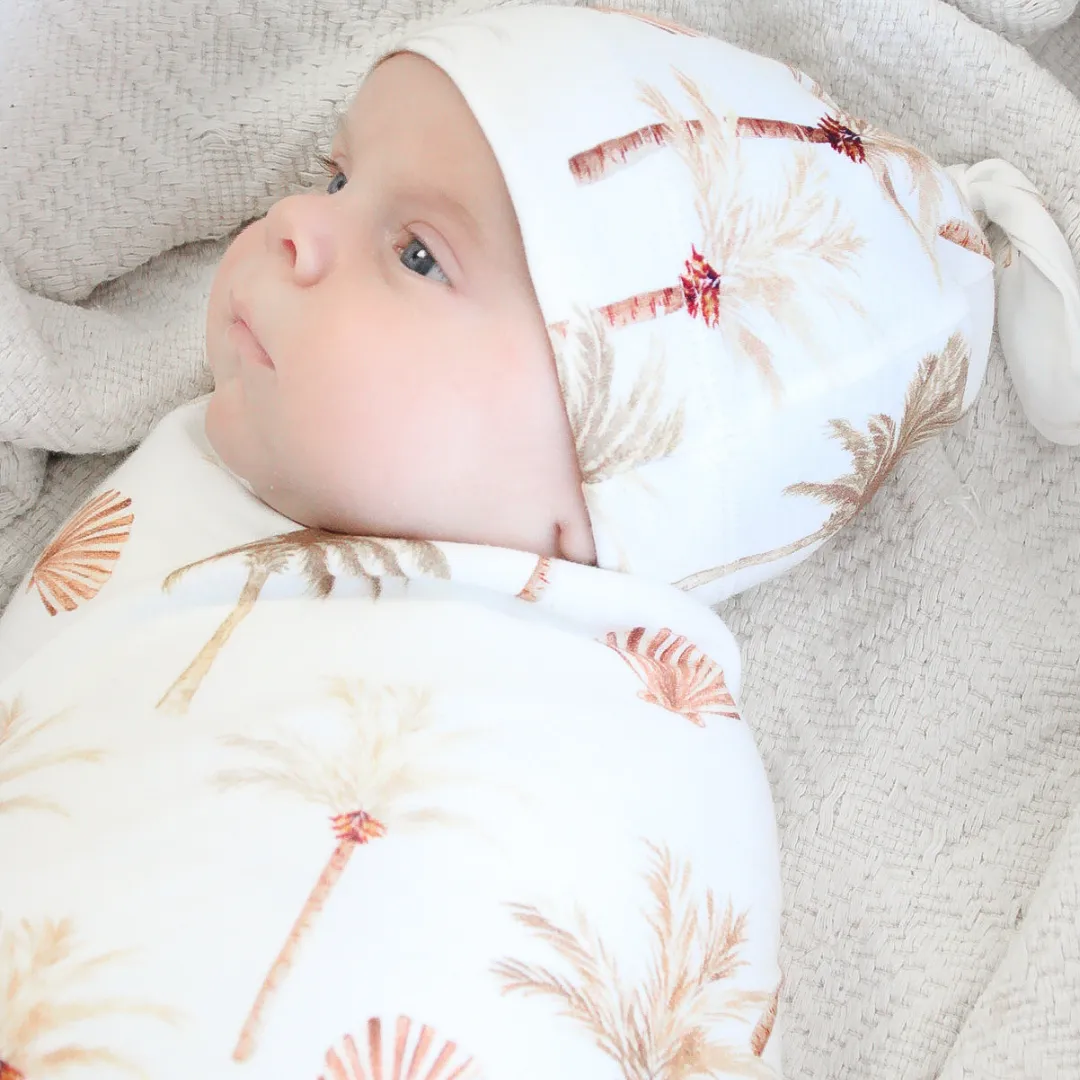 Jersey Swaddle & Beanie - Summer Palm