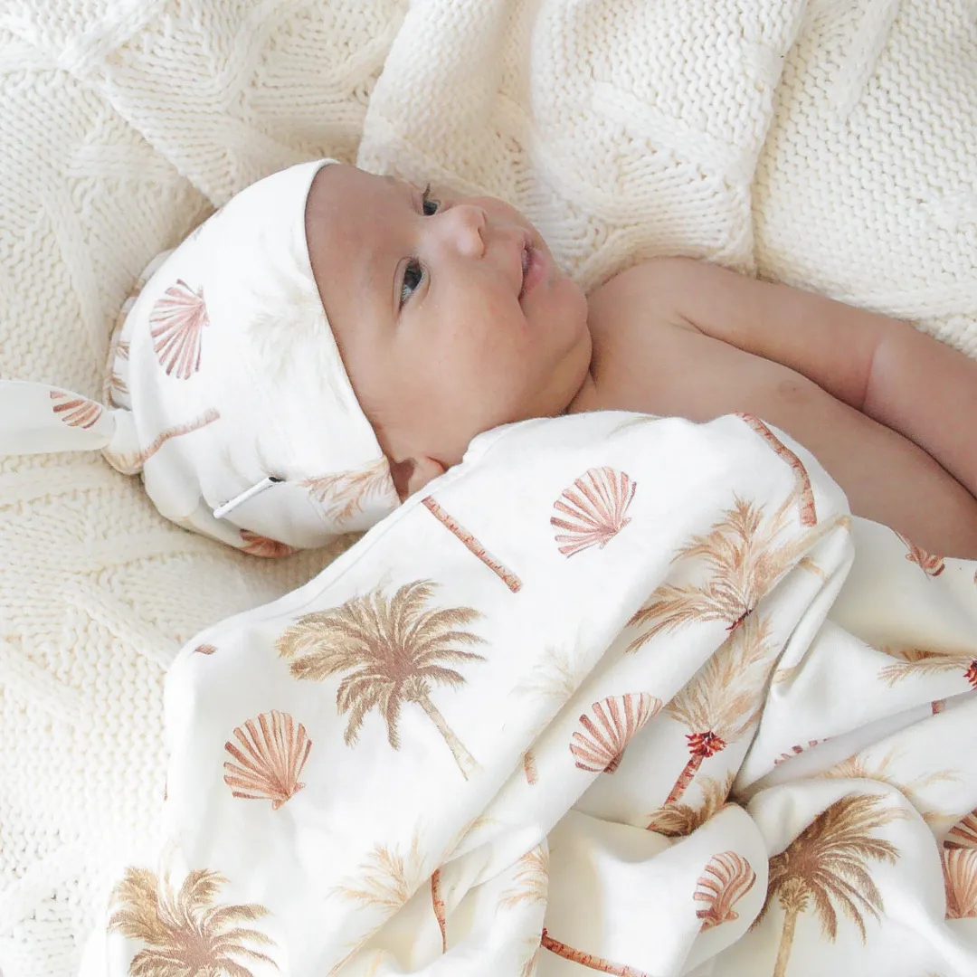 Jersey Swaddle & Beanie - Summer Palm