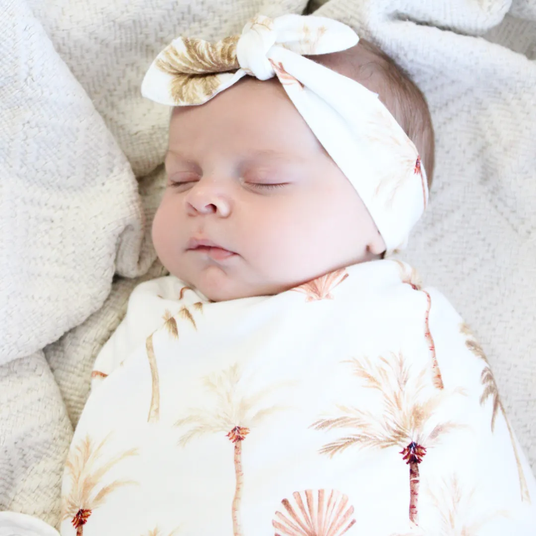 Jersey Swaddle & Beanie - Summer Palm