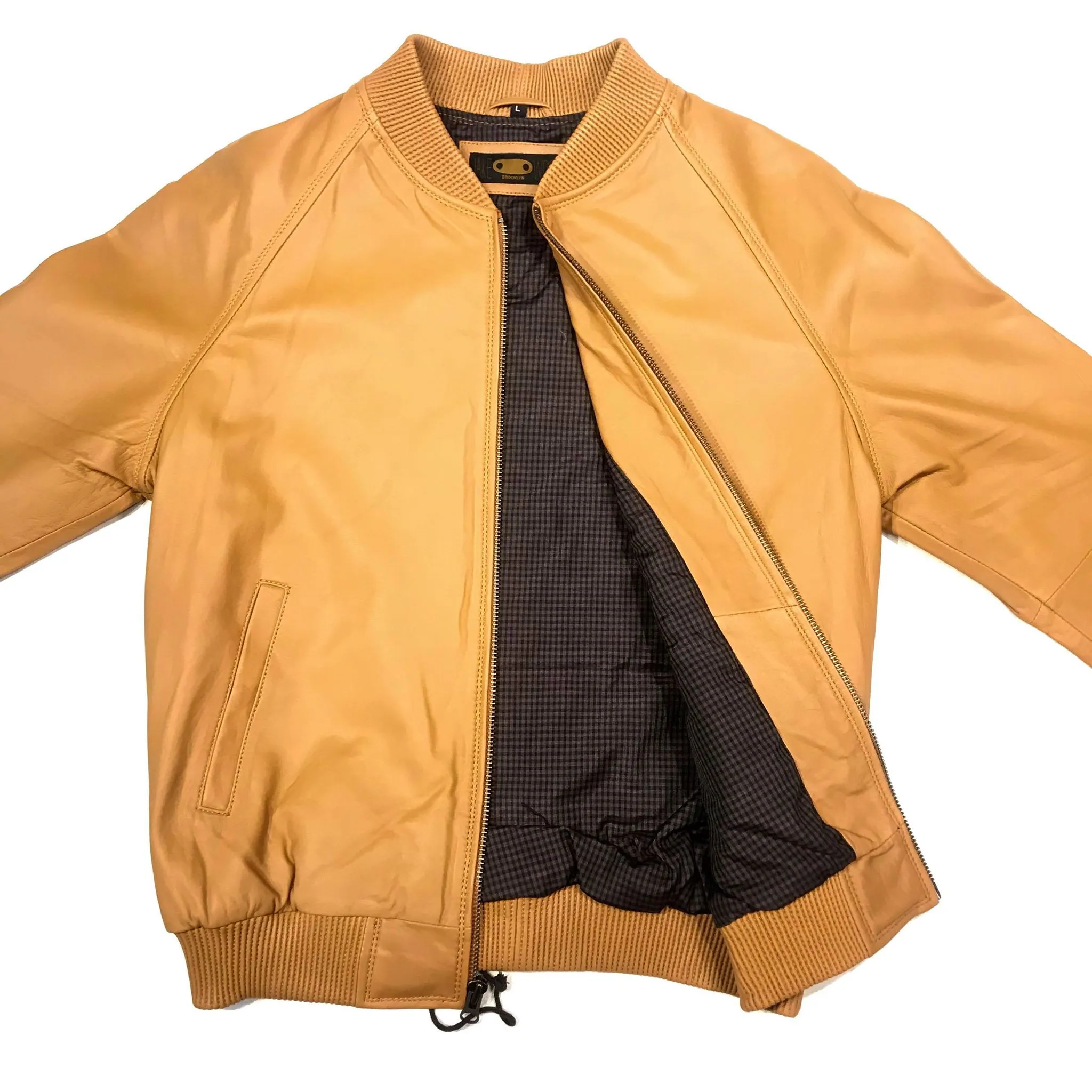 Kashani Beige Naked Lambskin Bomber Jacket