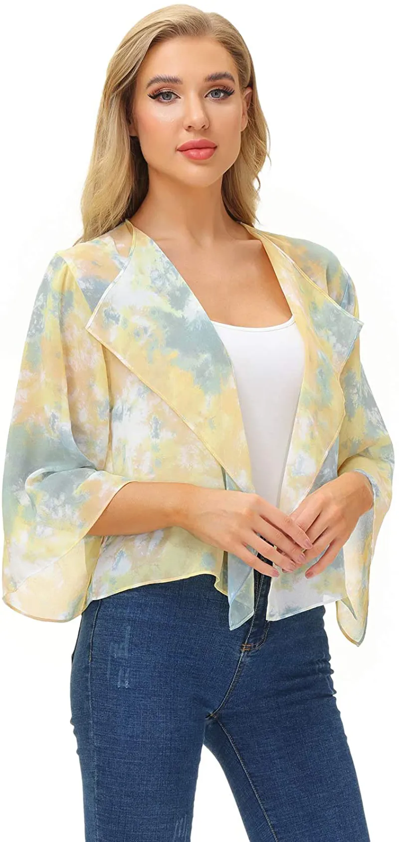 Kate Kasin Women Summer Cardigans Chiffon Loose Kimono Cardigan Capes Bolero Shrug