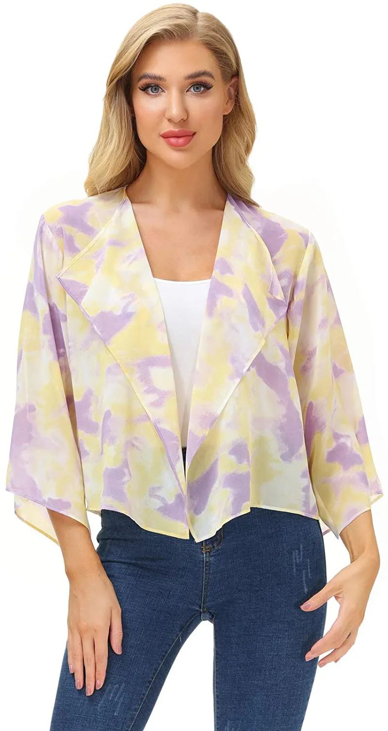 Kate Kasin Women Summer Cardigans Chiffon Loose Kimono Cardigan Capes Bolero Shrug