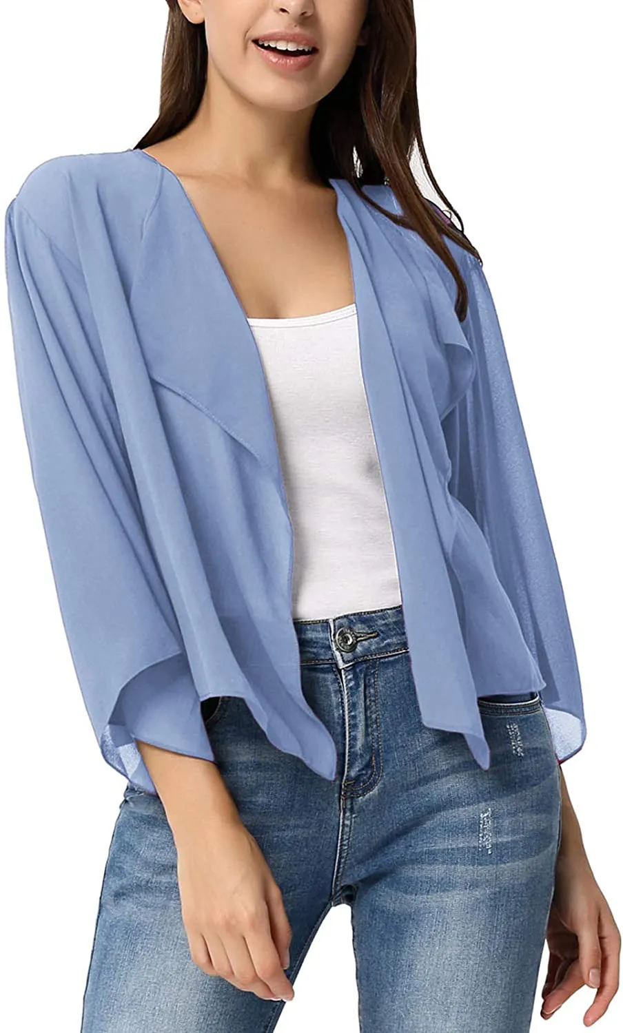 Kate Kasin Women Summer Cardigans Chiffon Loose Kimono Cardigan Capes Bolero Shrug