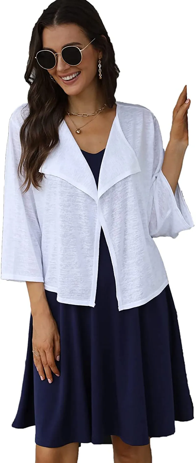 Kate Kasin Women Summer Cardigans Chiffon Loose Kimono Cardigan Capes Bolero Shrug