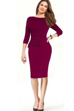 Ketty More Women's Half Sleeves Slim Bodycon Pencil Skirt Dress-KMWD178