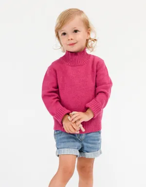 Kids Cashmere Chunky High Neck Jumper in Berry