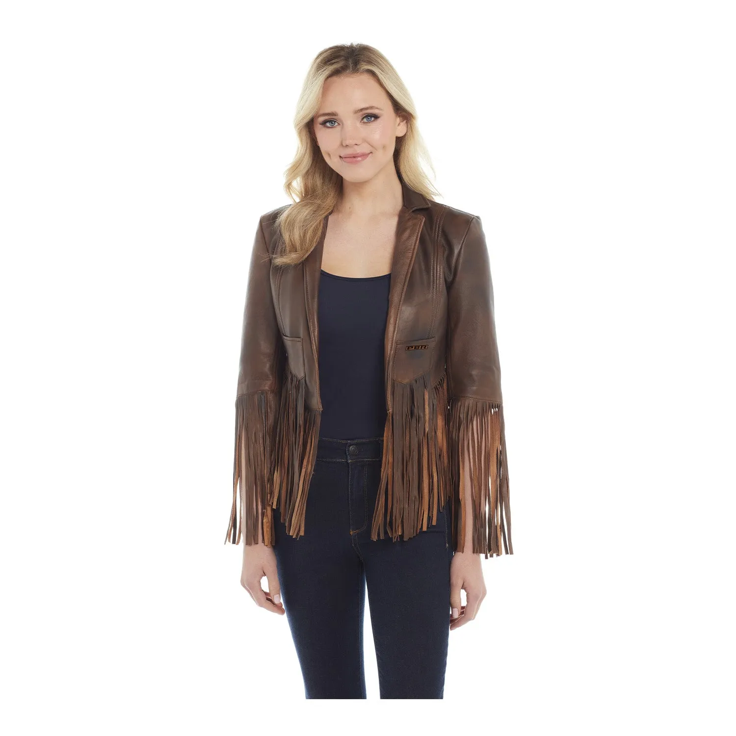 Ladies Cropped Fringe Jacket