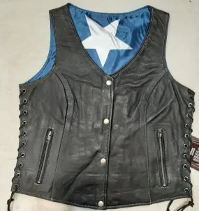 Ladies Leather Vest with Texas Flag Lining 6890.TXS WV