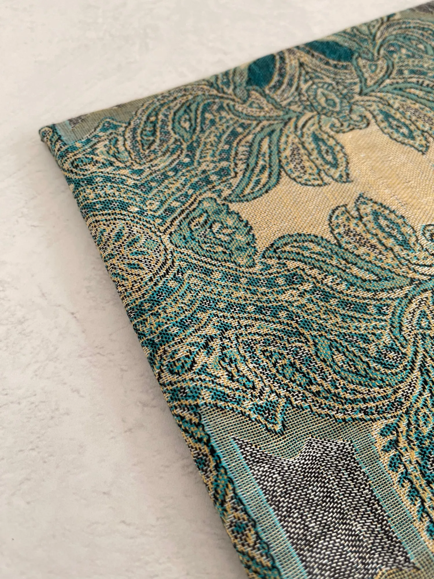 LARGE TEAL REVERSIBLE GEOMETRIC PAISLEY PRINT PASHMINA SHAWL SCARF WRAP