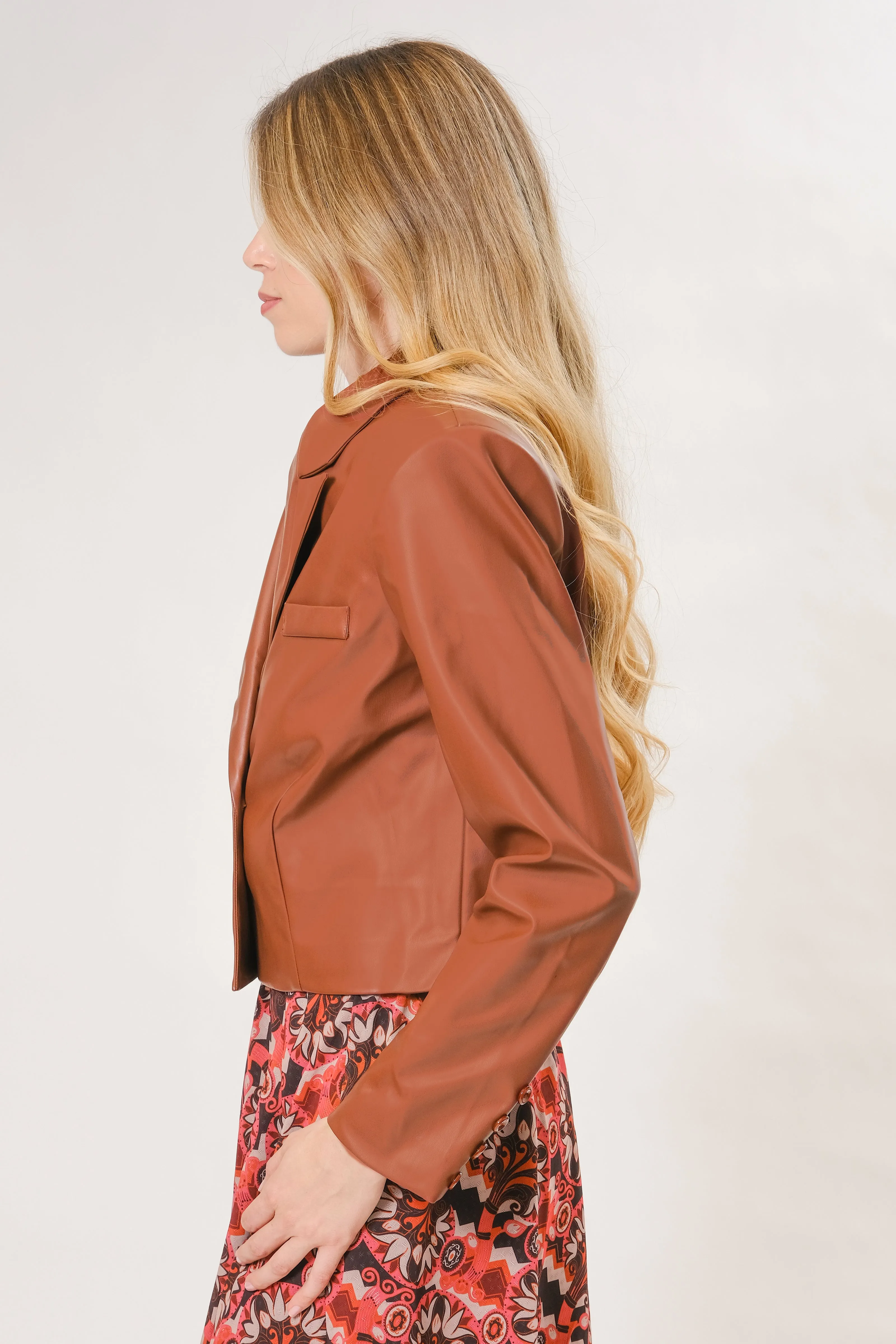 LEATHERETTE CROP JACKET