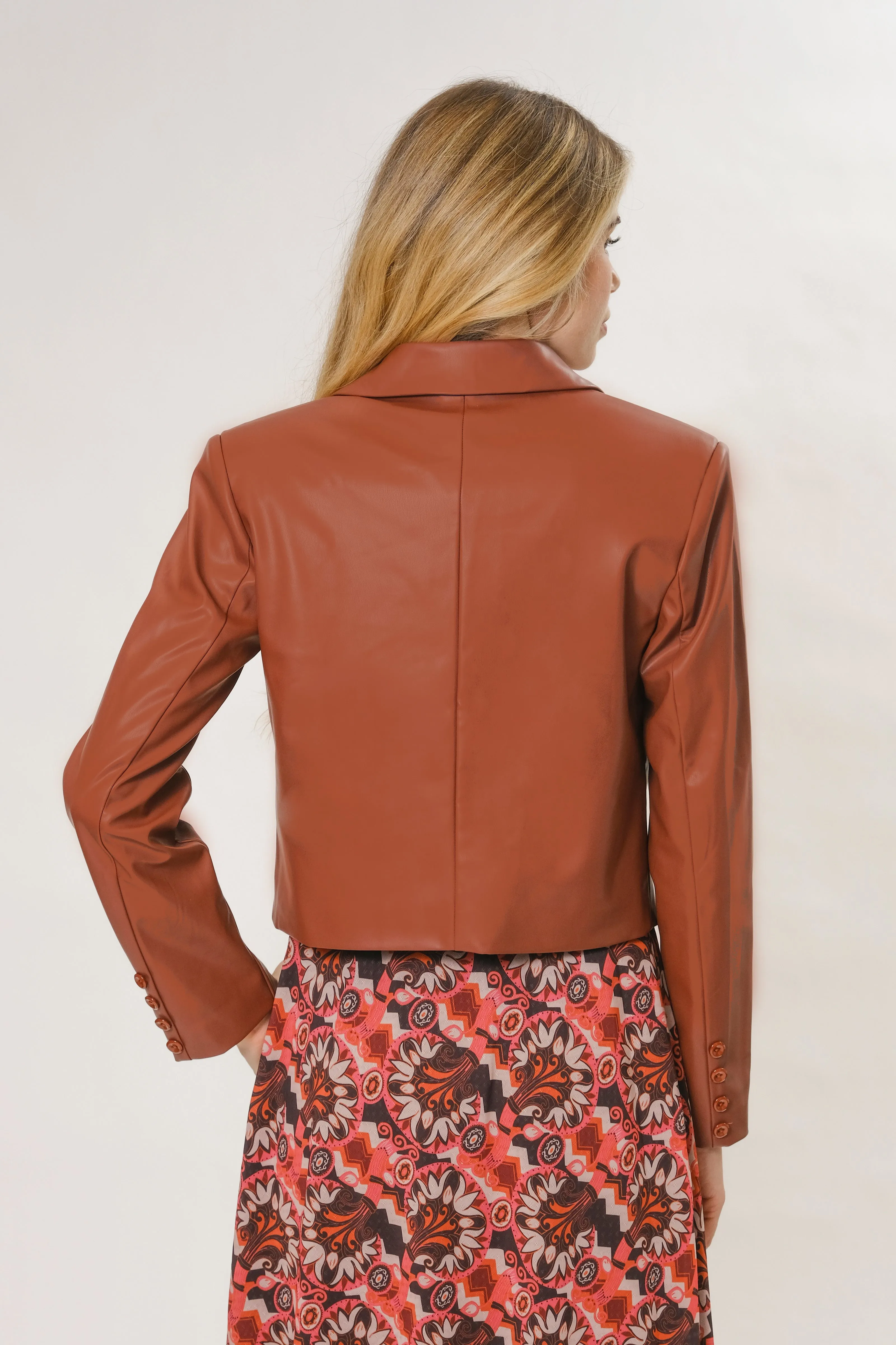 LEATHERETTE CROP JACKET