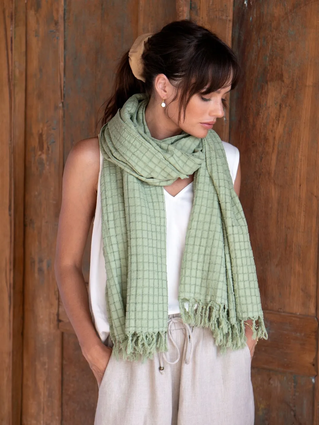 Lugano Cotton Scarf Moss