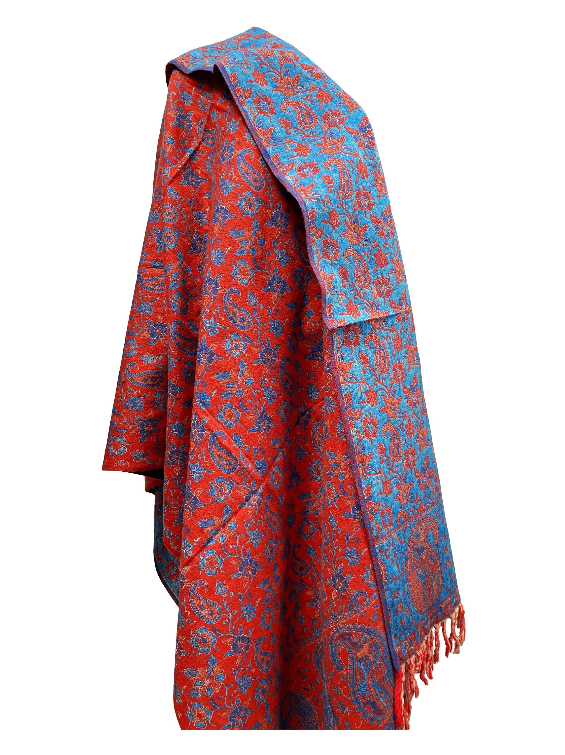 LUXURY HANDMADE BLUE Red  winter wool Scarf Yak Wool comfortable scarf Shawl Blanket stole unisex Travel Wrap Meditation Soft gift for her