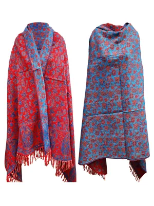 LUXURY HANDMADE BLUE Red  winter wool Scarf Yak Wool comfortable scarf Shawl Blanket stole unisex Travel Wrap Meditation Soft gift for her