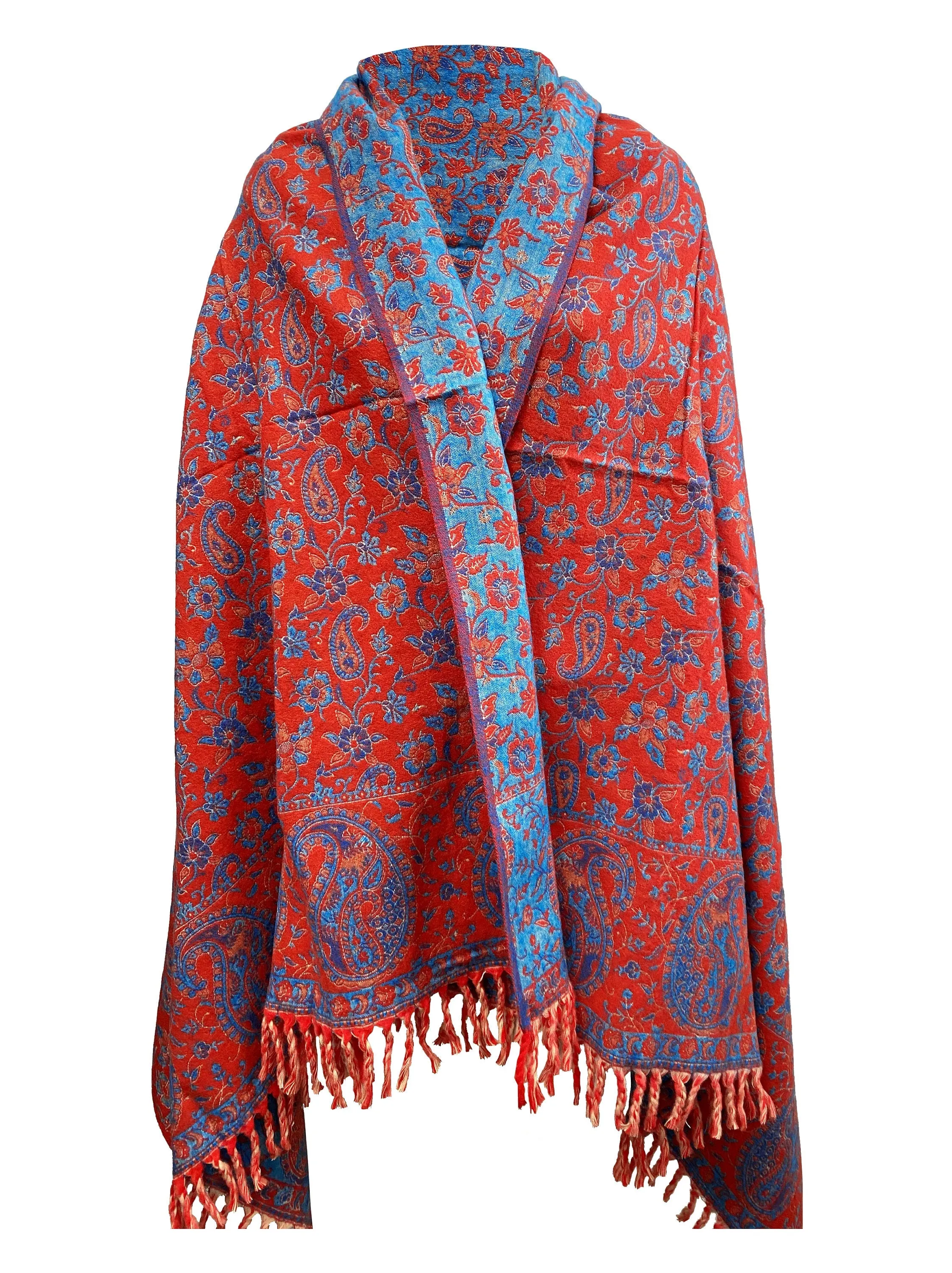 LUXURY HANDMADE BLUE Red  winter wool Scarf Yak Wool comfortable scarf Shawl Blanket stole unisex Travel Wrap Meditation Soft gift for her